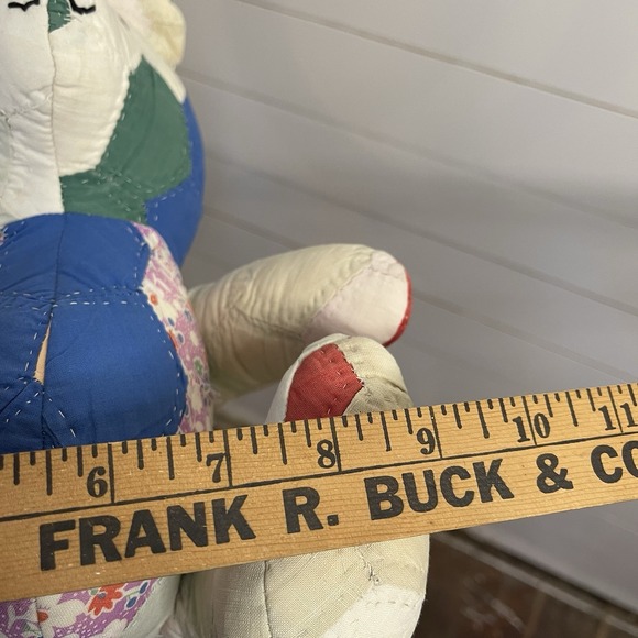 Vintage Handmade Patchwork Quilt Teddy Bear 10" Quilts Unlimited Floral Nursery - Picture 10 of 10